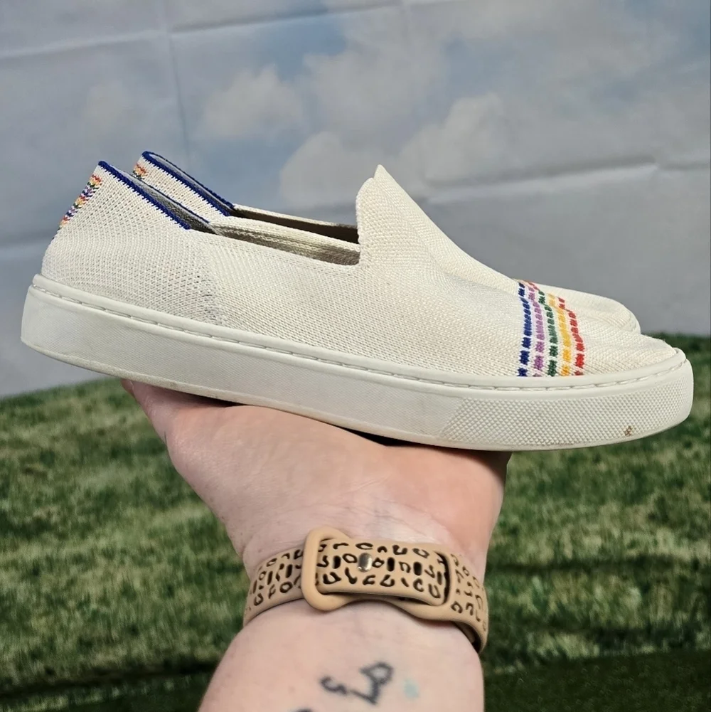 ROTHY'S | KIDS STRETCH KNIT CANVAS RAINBOW SLIP-ON SHOES